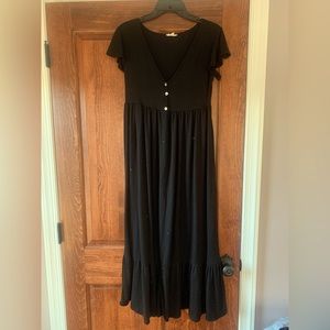 Loose Boho Black Maxi Dress